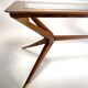 Vintage Italian Table in Wood and Brass by Turin School, 1950s