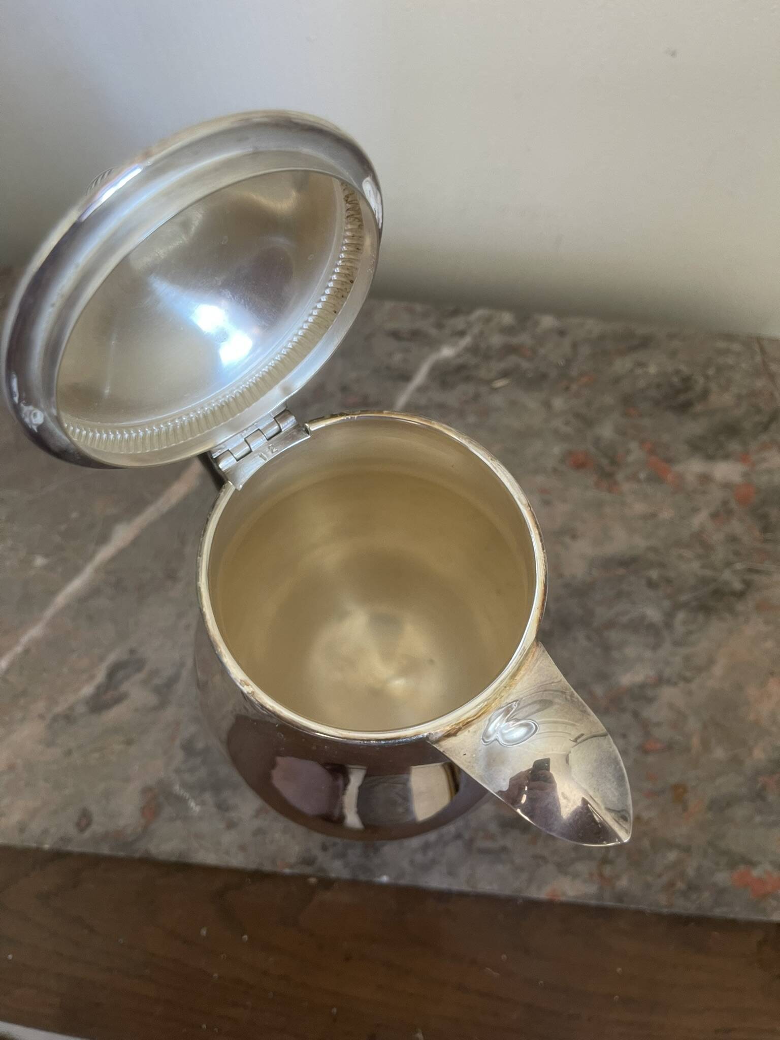 Ancien théière cafetière métal argenté boulenger coquillage coque
