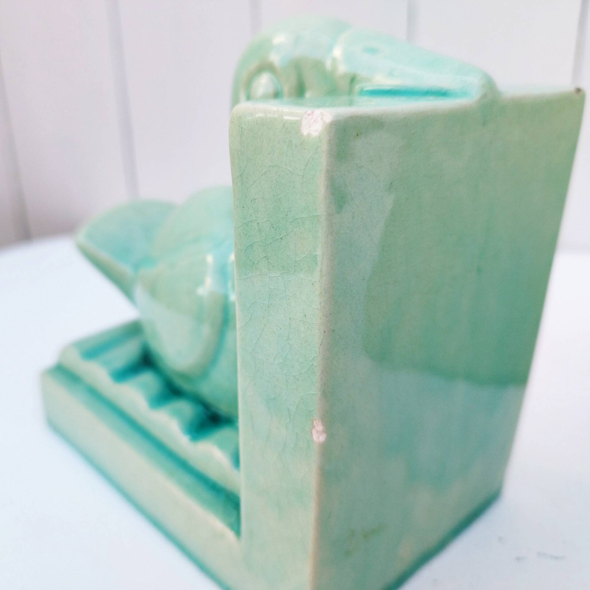 Art deco ceramic bookend Pelican birds