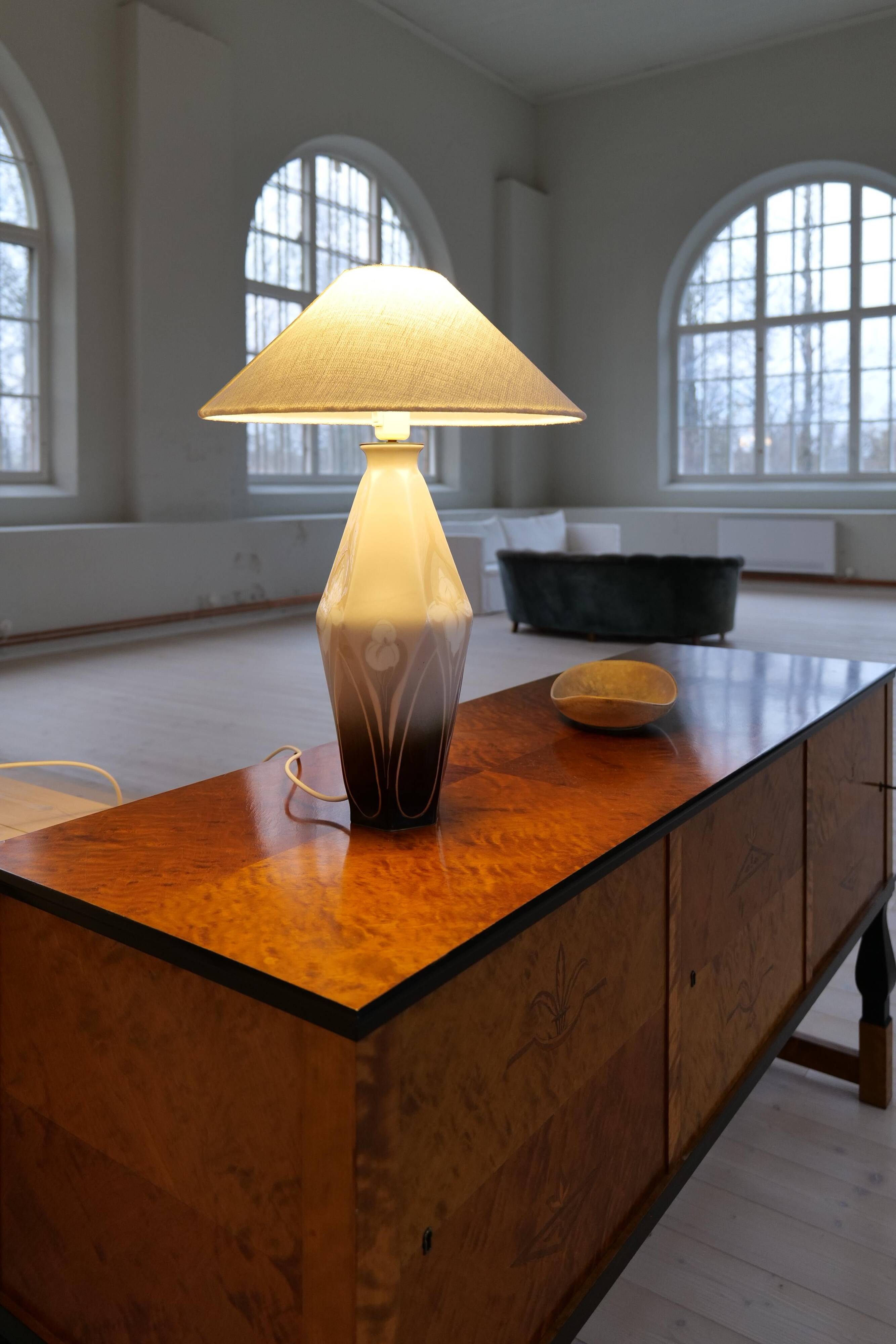 Art Nouveau ceramic table lamp Rörstrand Sweden, 1900