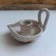 Vallauris grey candle holder with pink flowers, signed.