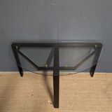 Console en métal noir et plateau en verre