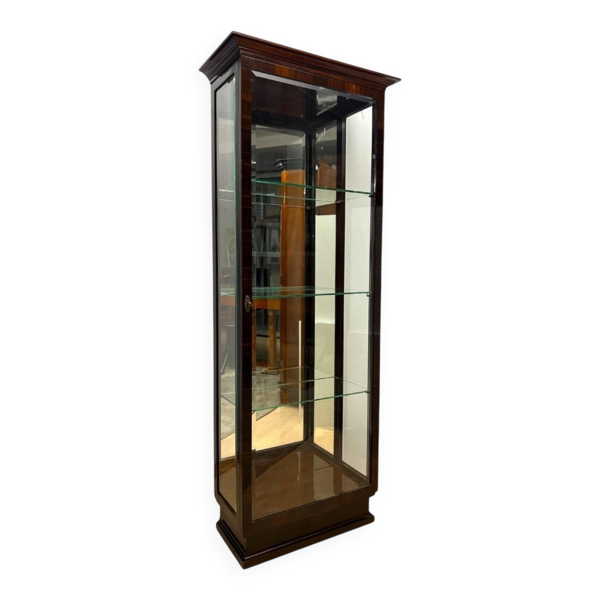 Vitrine Art Déco en verre et placage de Macassar, France, 1930