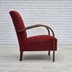 1950s, Danish art deco armchair, original red furniture wool, beech wood.