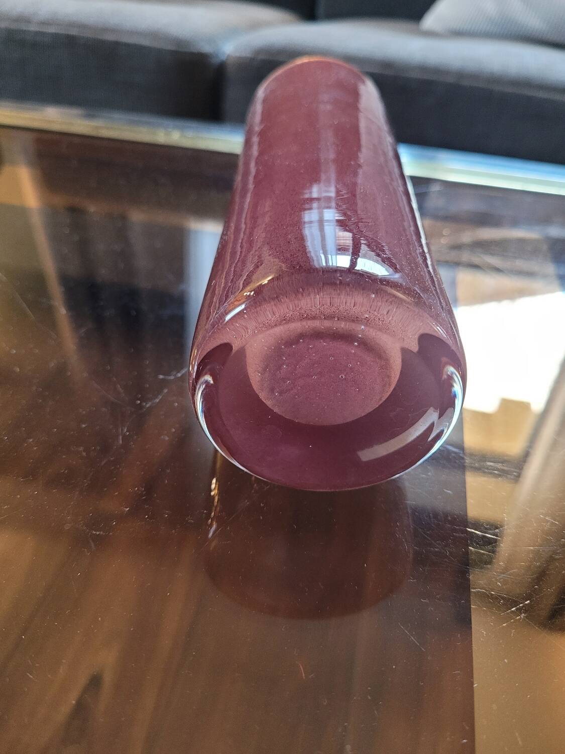 Brown cylinder vase in thick glass