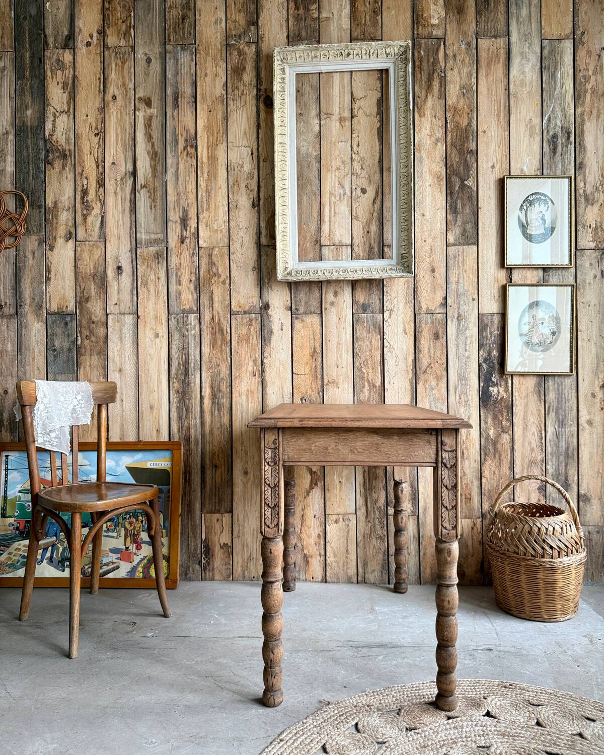 Antique table with turned legs (renovated)