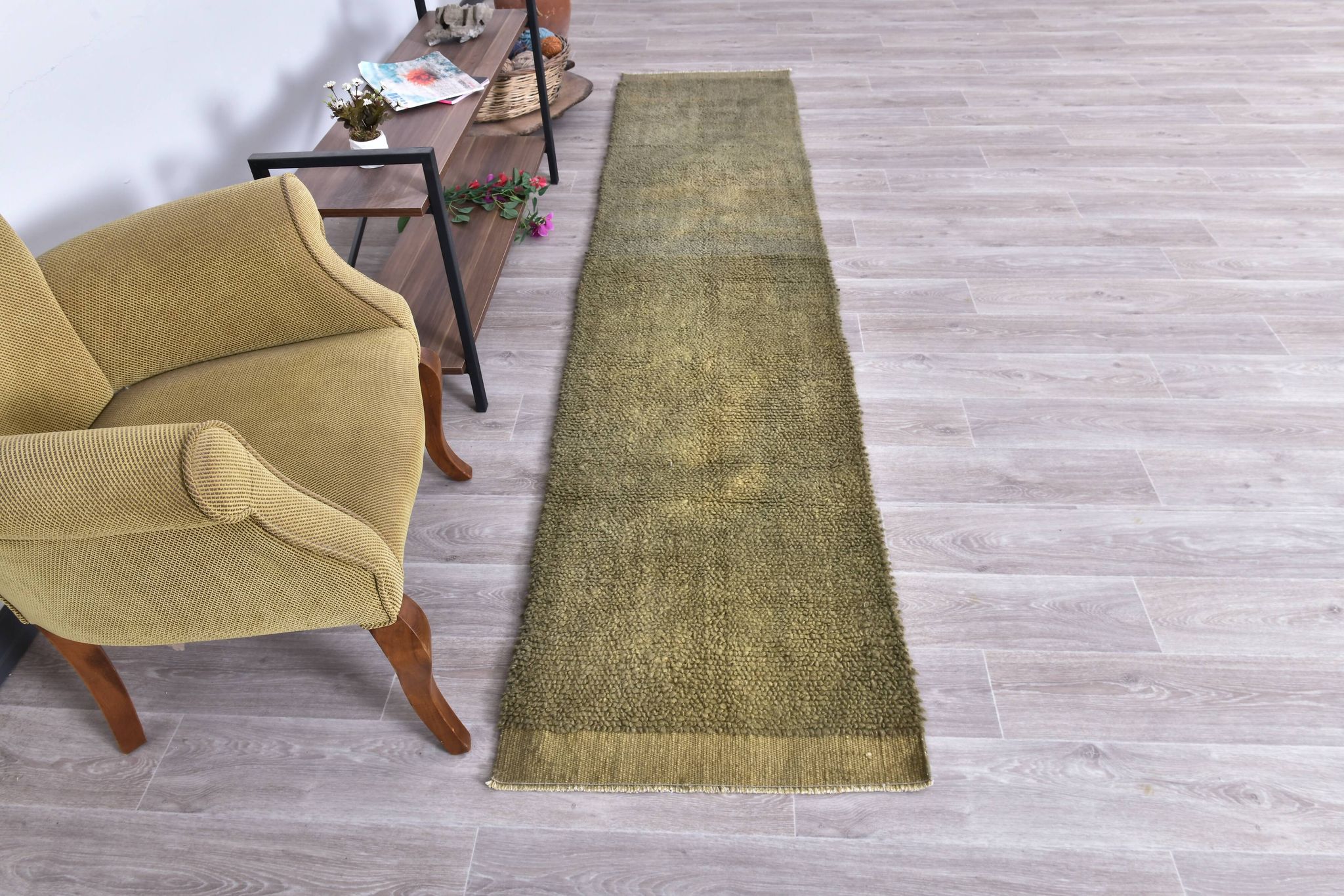 Tapis de couloir berbère marocain vert 66x298 cm SK 241297