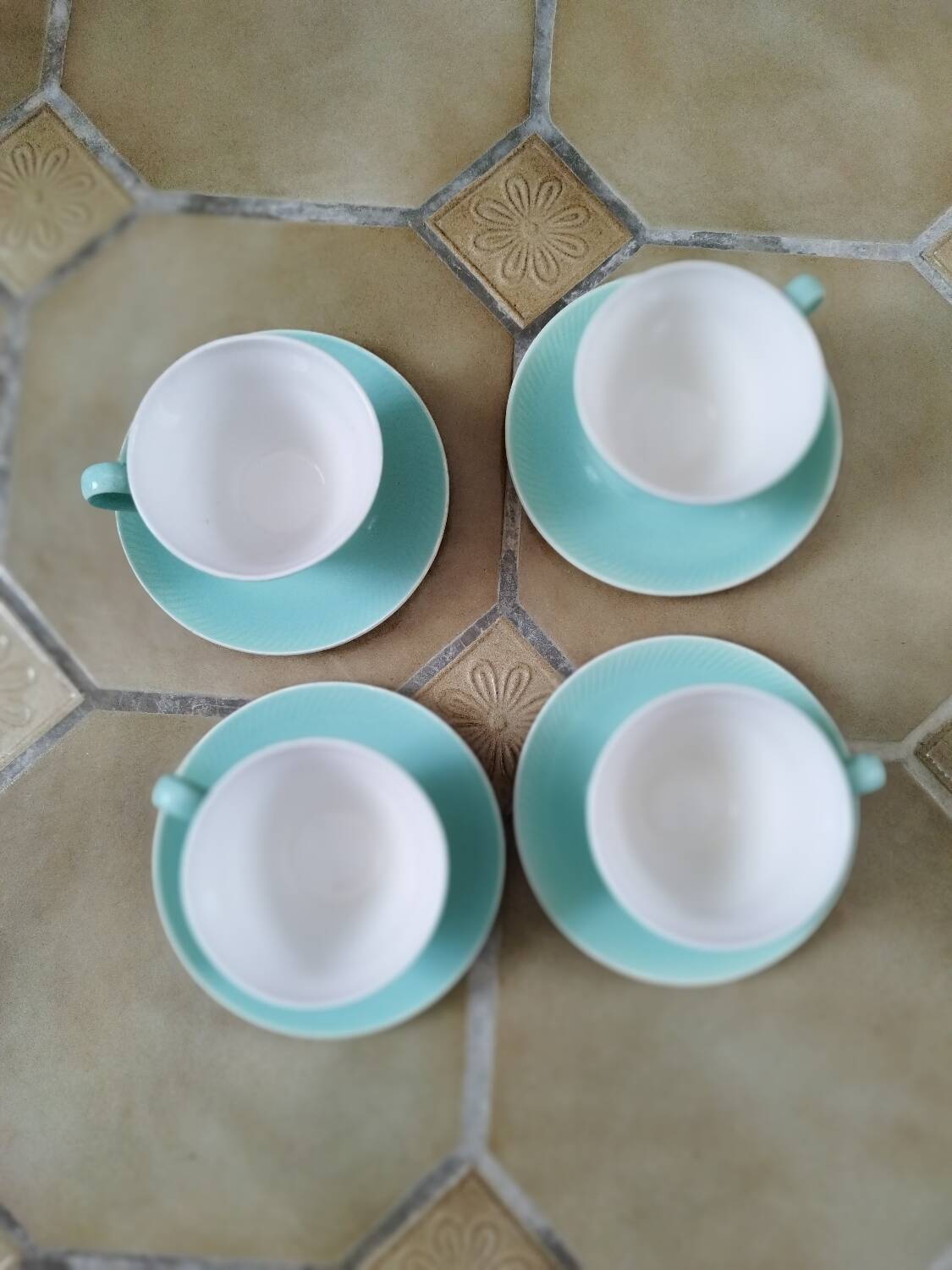 4 large old Fenal Badonviller water green cups