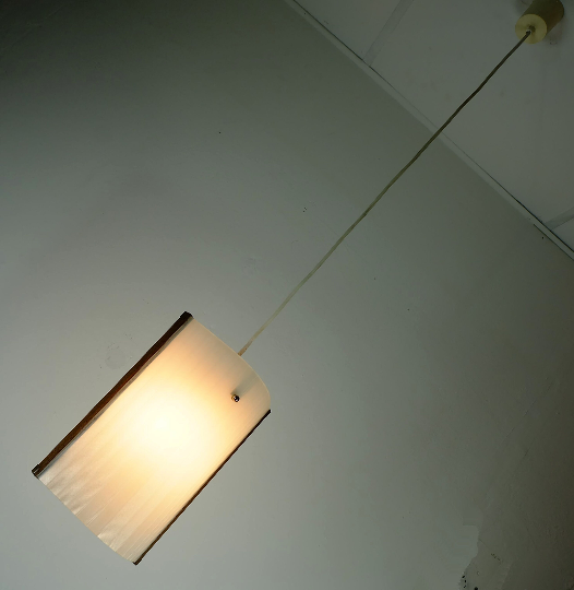 Danish modern pendant lamp teak opaline glass textured glass 1950s 60s mid century light