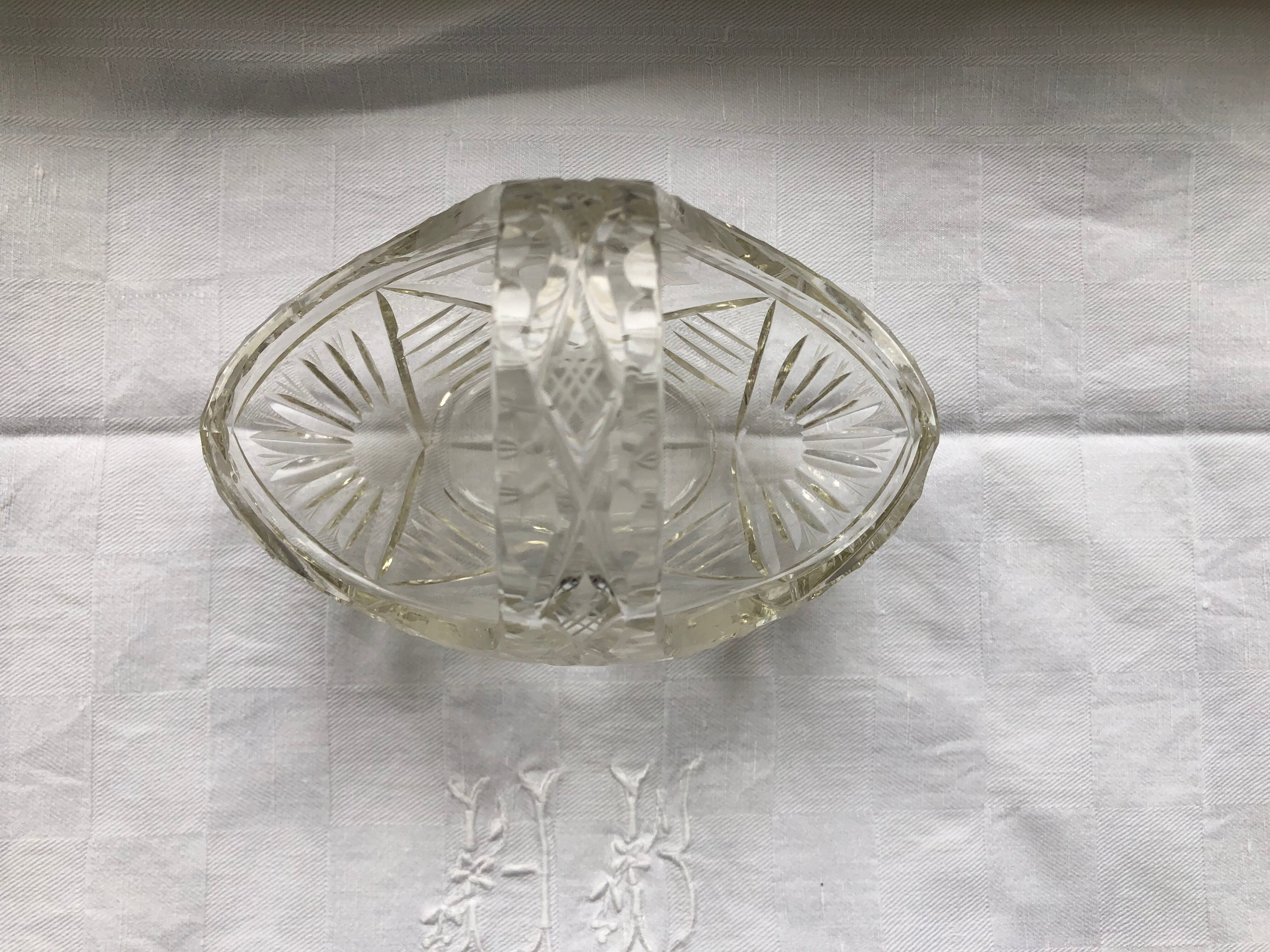 Engraved crystal basket