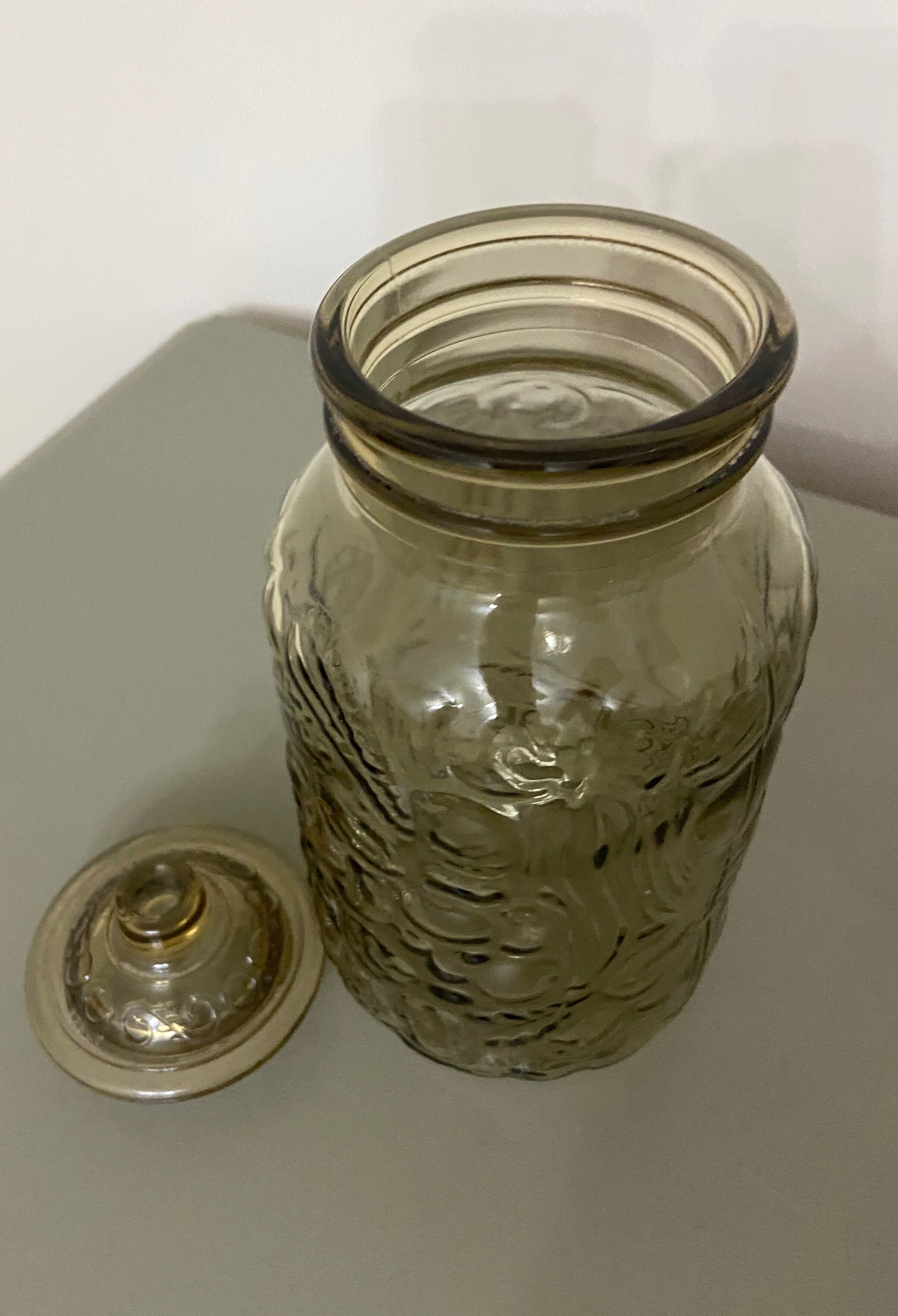 Vintage smoked glass jar