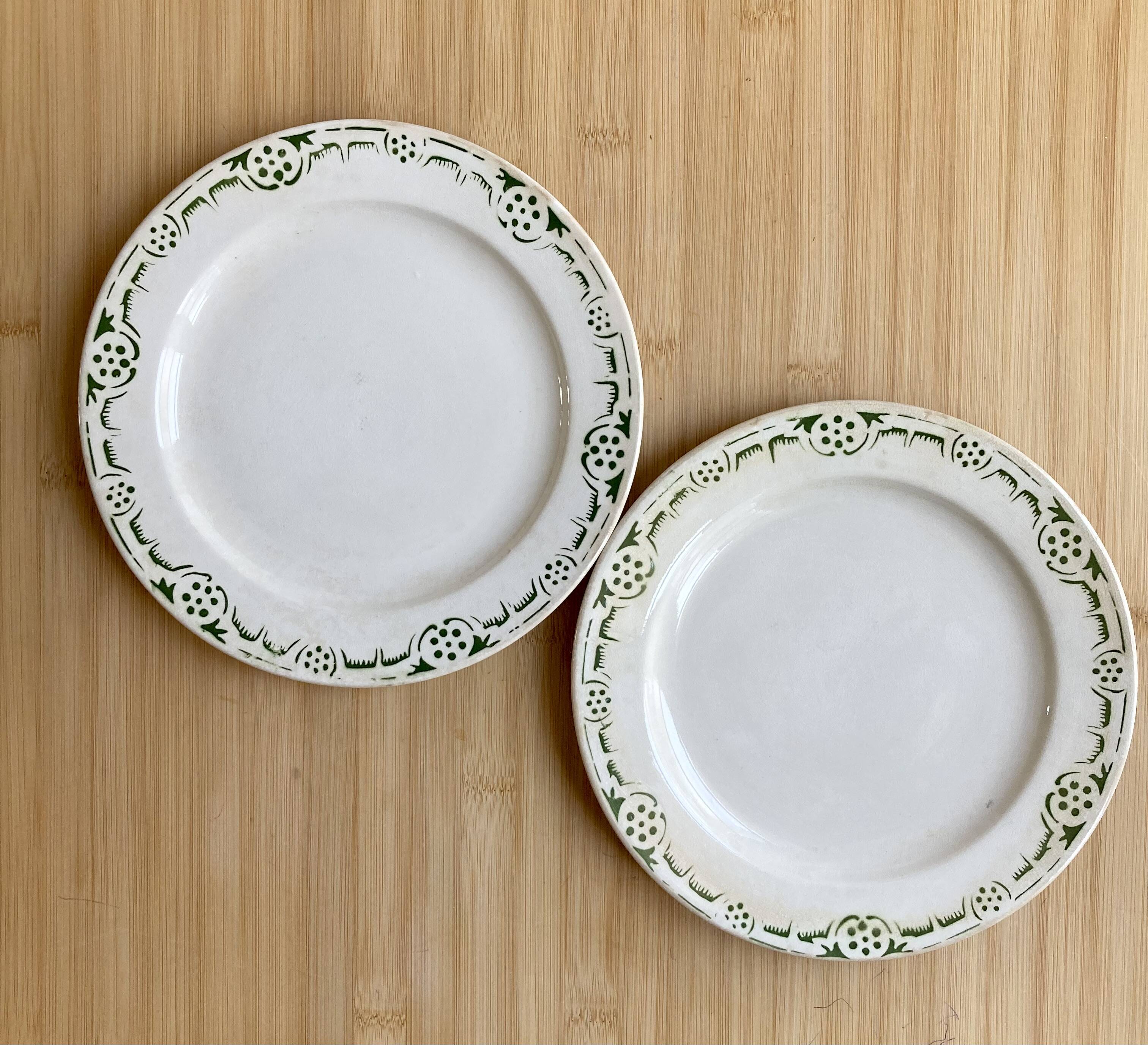 Duo of Badonviller Art Deco Iron Earth plates