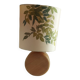 Wooden lamp with silk lampshade, hand painted, signed