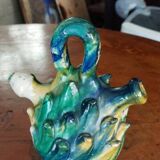 Antique glazed terracotta jug from Seminara Calabria, signed Ditto