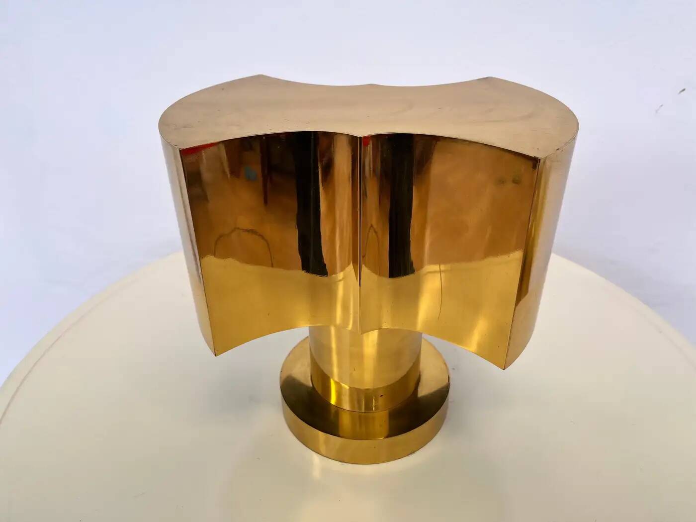 Big design brass table lamp - Czechoslovakia, 1980s