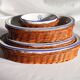 Set of 4 white porcelain dishes with blue decorations and wicker stands