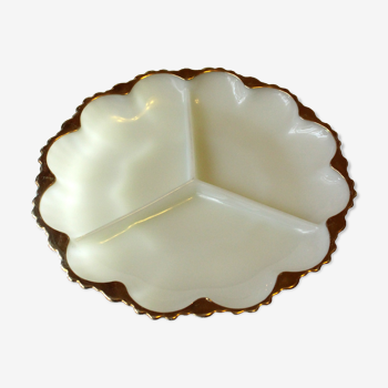 Milkglass serving bowl, with goldcolored edge,  vintage from the 1970s