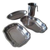 Lot de 3 plats et 1 pichet inox