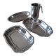 Set of 3 dishes and 1 stainless steel pitcher