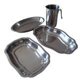 Lot de 3 plats et 1 pichet inox