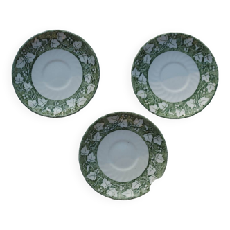 3 Churchill Staffordshire "Verdigris" saucers