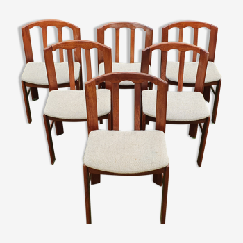 Set of 6 chairs in solid teak Roche Bobois. 1960/1970