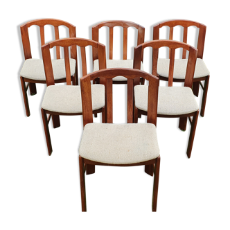 Set of 6 chairs in solid teak Roche Bobois. 1960/1970