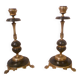 Pair of lion paw candlesticks 19th century napoleon iii in bronze & stone
