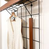 Metal and wood wall coat rack, 1950s-60s.