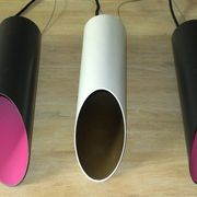 Set of 5 multicoloured Raak cylindrical pendant lights, 1970s