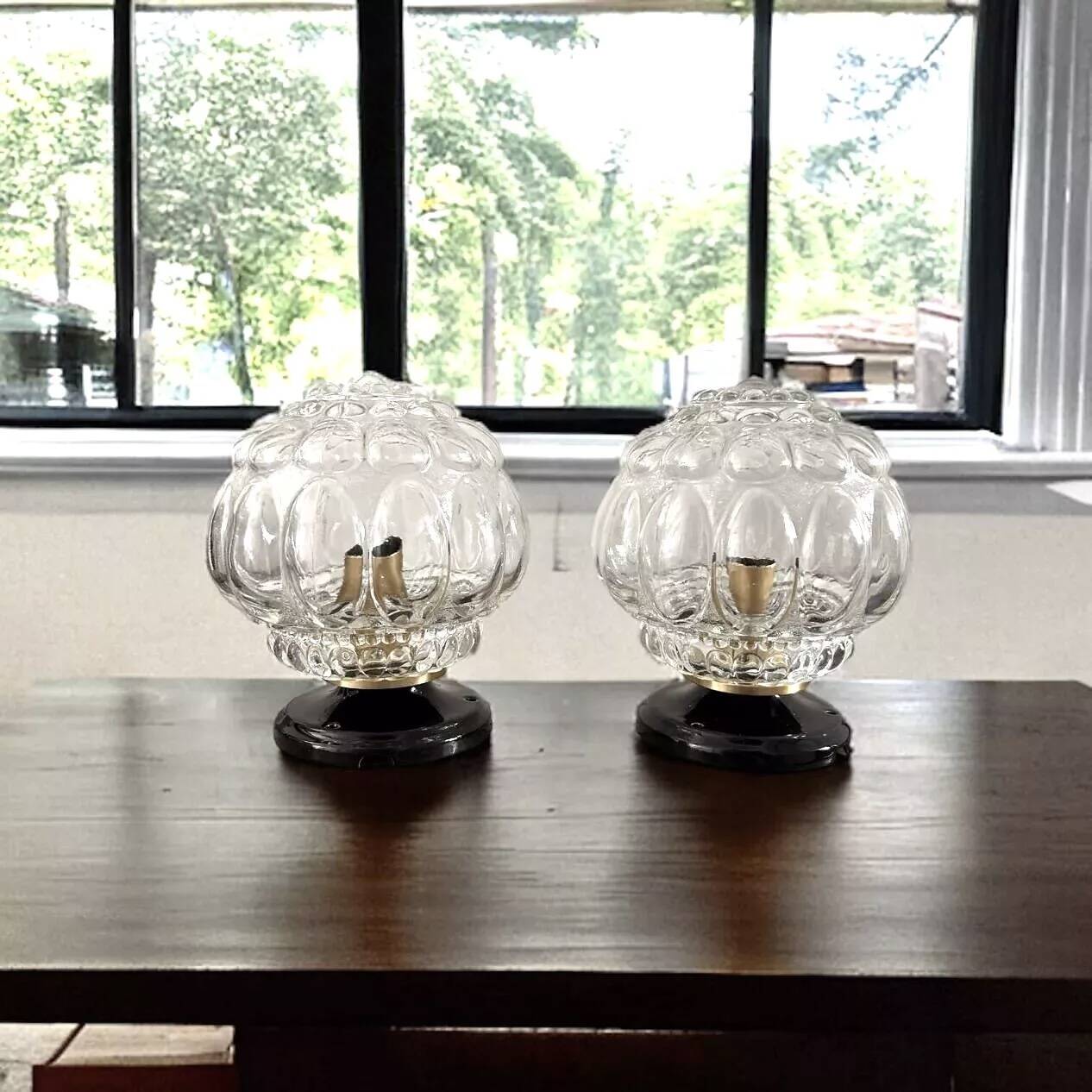 Paire d’appliques globes