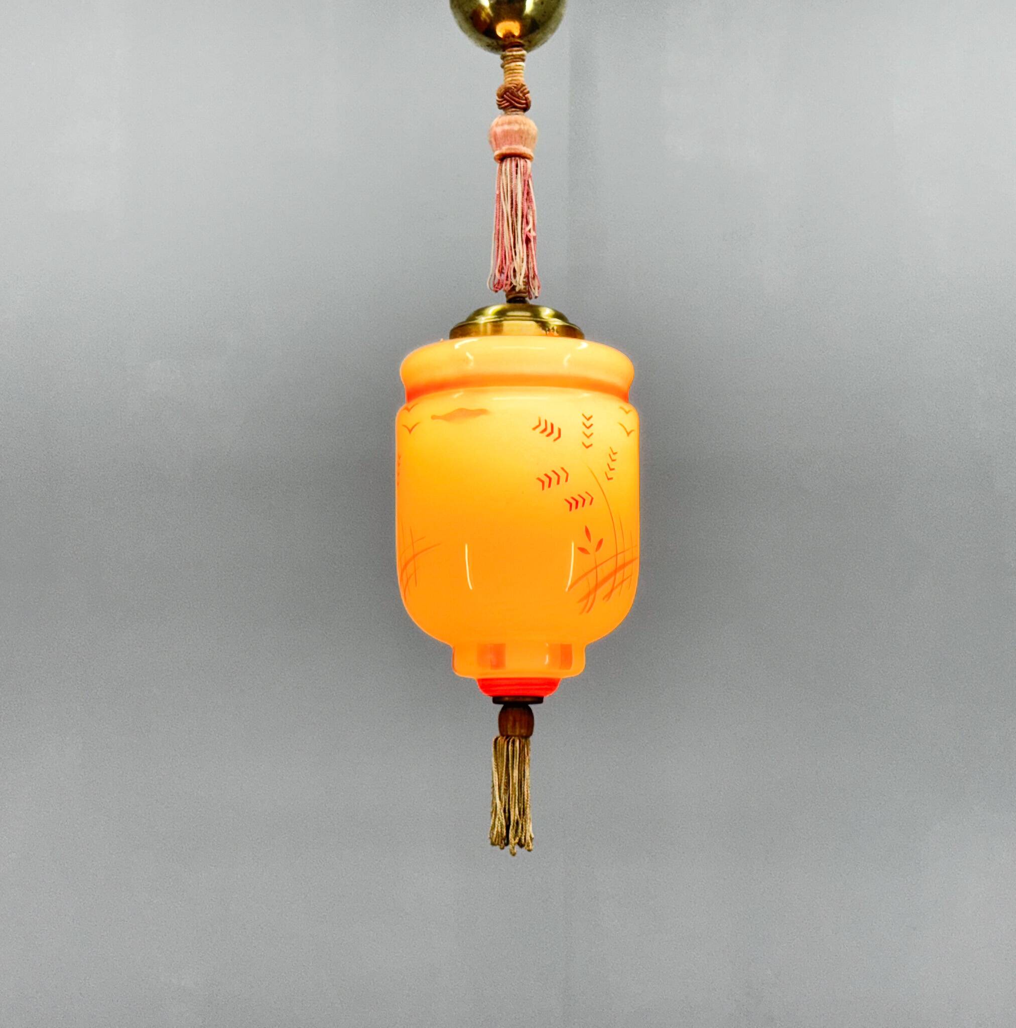 Suspension Art Déco peinte à la main, Allemagne, années 1920