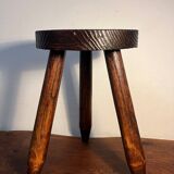 Round wooden tripod stool