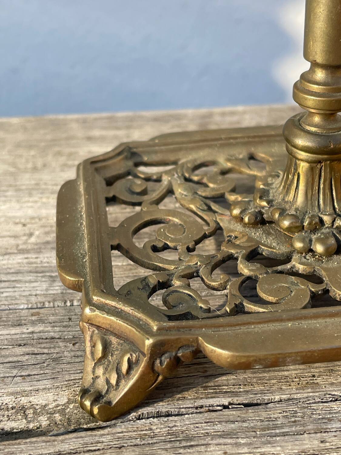 3 antique candlesticks in gold and silver metal