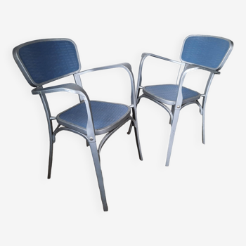 Pair of Gaston Viort aluminum armchairs, Salon de Provence 1930