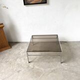 Modernist chrome and smoked glass coffee table, circa 1970