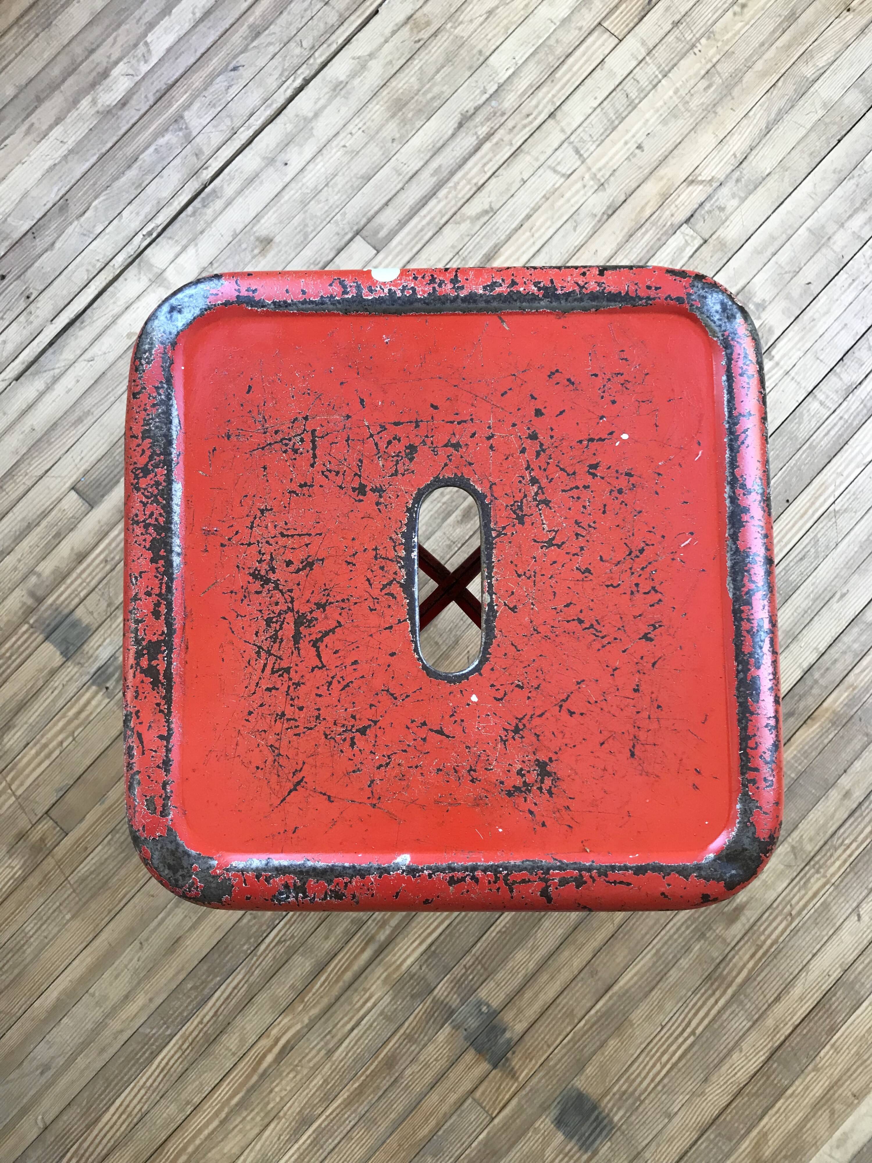 Tolix red metal industrial tab