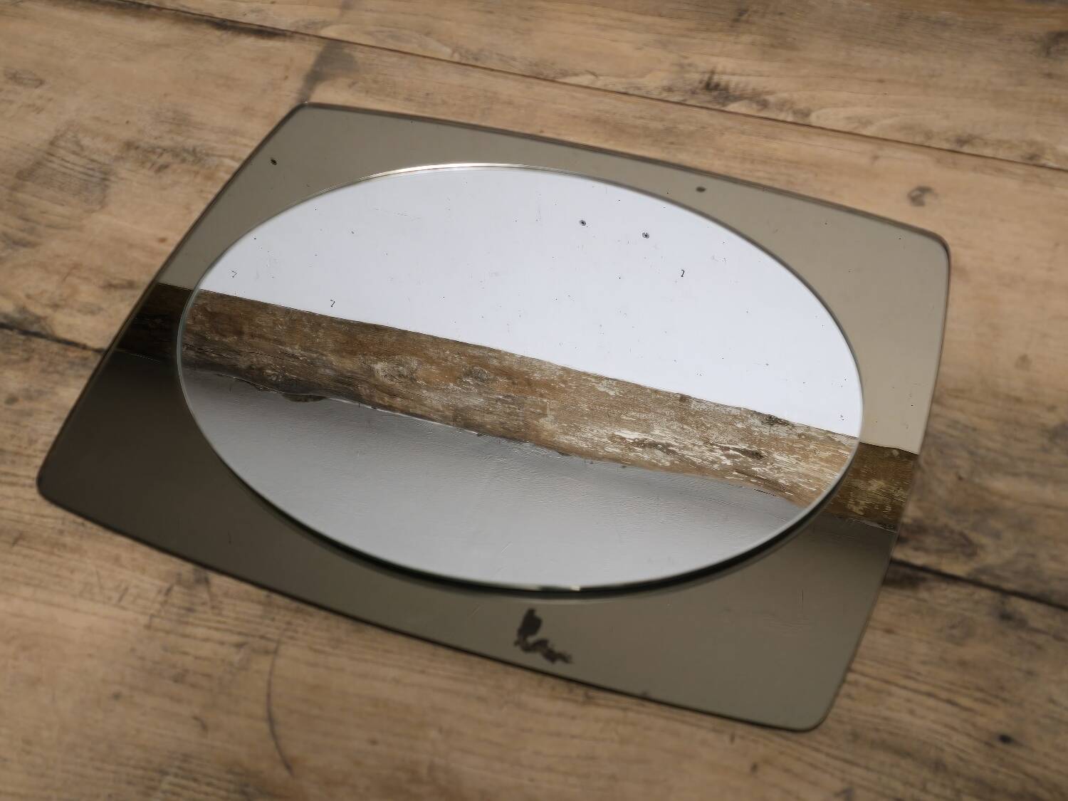 White glass and smoked glass mirror Italy