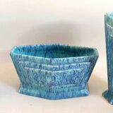 3-piece Art Deco blue fireplace surround