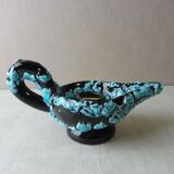 Old candle holder / candle holder, ceramic, Fat Lava, from Vallauris