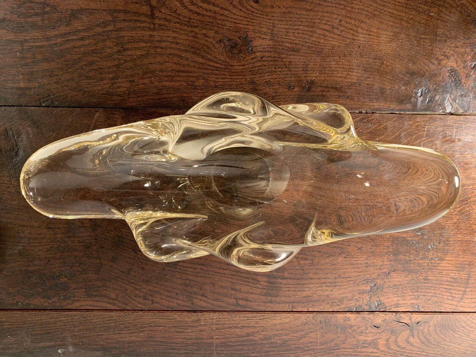 Yellow cut in molded crystal, Daum Nancy