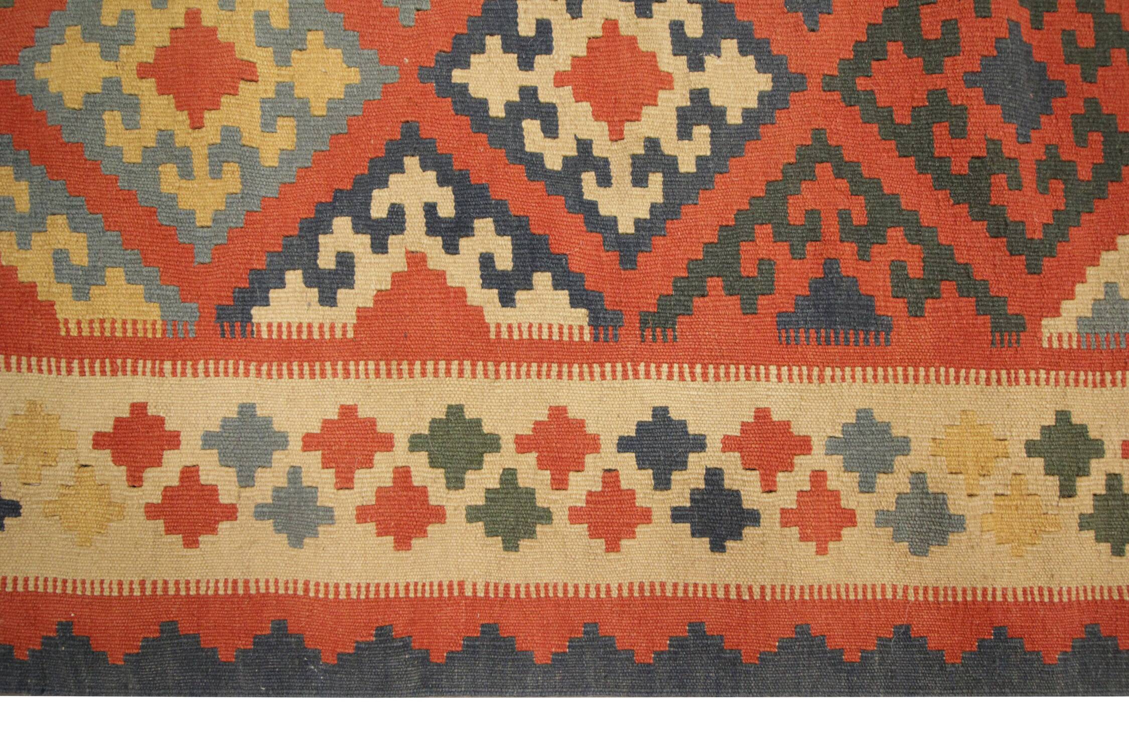 Multicolour Geometric Tribal Handwoven Stair & Hallway Runner Rug 308x87cm