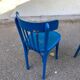 2 blue bistro chairs in curved solid wood