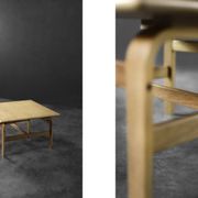 Vintage Mid-Century Scandinavian Modern Low Brown Oak Coffee Table