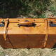 Old quality brown leather suitcase from the 60s