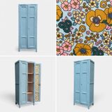 Armoire parisienne ancienne bleue grisée H154