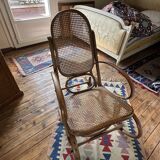 Rocking chair in wood and cane