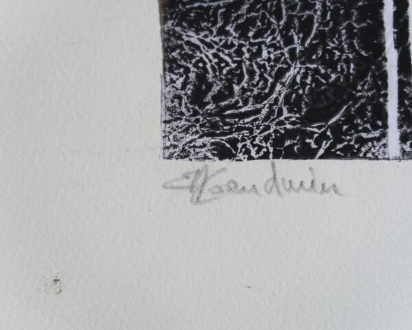Sérigraphie originale abstraite en noir et blanc signée
