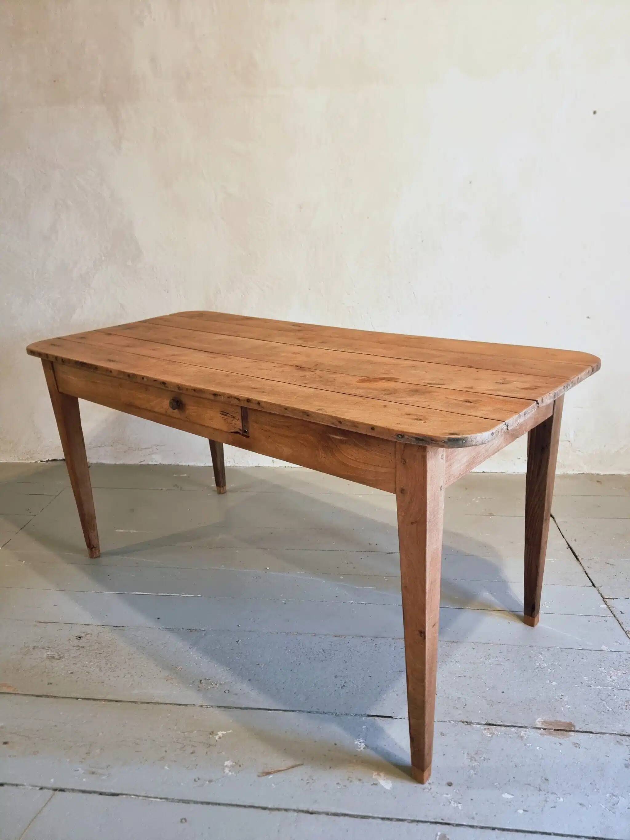 Antique French cherry wood dining table, early 20th century