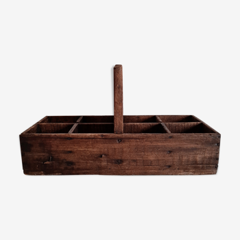Caisse à outils en bois ancienne - Boîte à compartiments